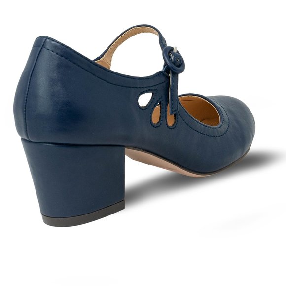 Chase & Chloe Minny-21 Women's Round Toe Pierced Mid Heel Mary Jane Styl… - Picture 3 of 4